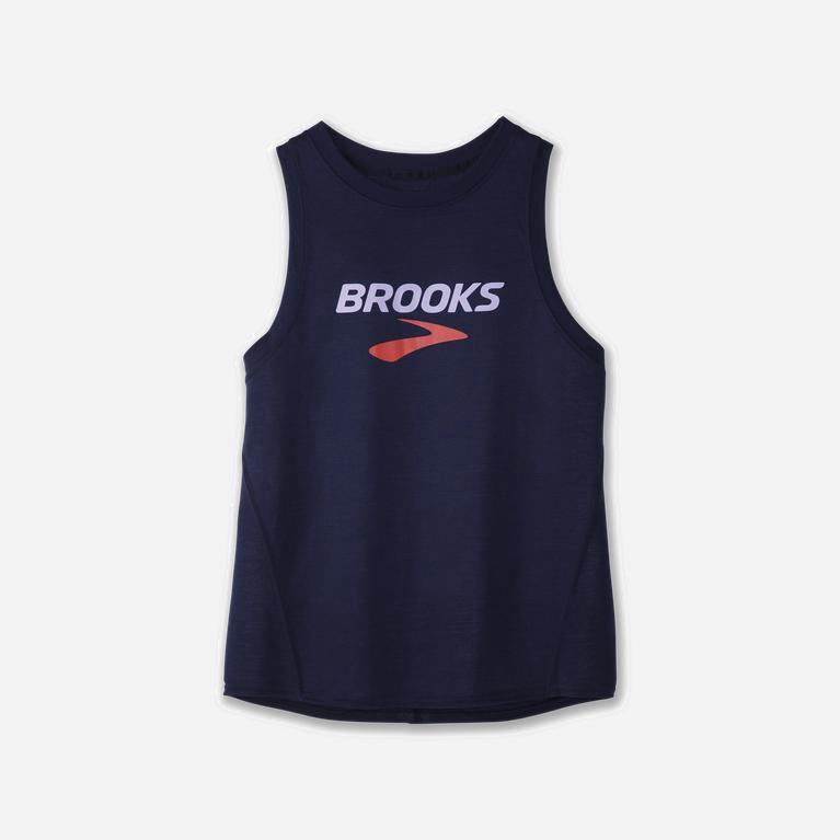 Brooks Distance Graphic - Camiseta Sin Mangas Mujer - Azul Marino (CE4029167)